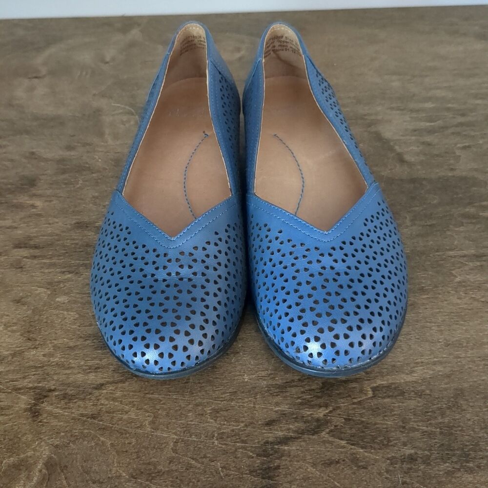 Dansko Neely Perforated Leather Blue Loafers Flats - Womens Size 37 US 6.5-7